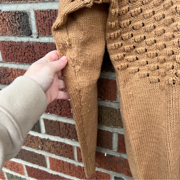 Tan Open Knit Pullover Oversized Sweater - Picture 3 of 3